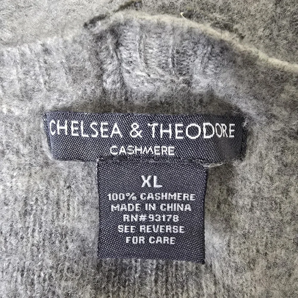 Chelsea & Theodore Cashmere Sweater Womens XL‎ Gray Zipper Pullover Long Sleeve